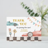 Racing Car Birthday Danke Karte (Stehend Vorderseite)