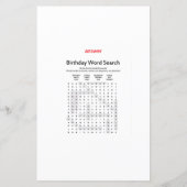 Racing Car Birthday Game PRINTED (Rückseite)