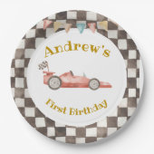 Racing Car Birthday Papiertafel Pappteller (Vorderseite)