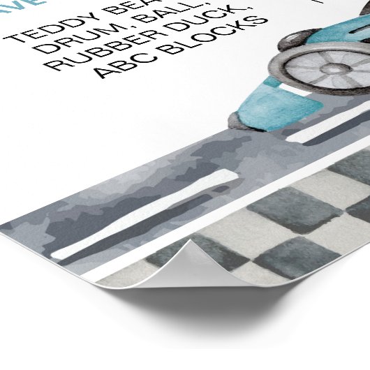 Racing Car Birthday Party Meilenstein Poster (Ecke)