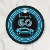 Racing Car Black & Cyan Any Age Man's Party der 19 Geschenkanhänger (Vorderseite)