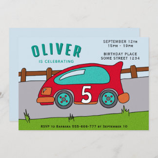 Racing Car Boy Geburtstagsparty Einladung