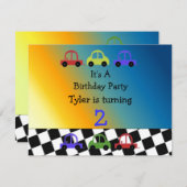 Racing Car Checkered Border Birthday Einladung (Vorne/Hinten)