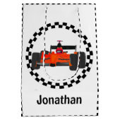 Racing Car Checkered Muster Geschenktasche Mittlere Geschenktüte (Rückseite)