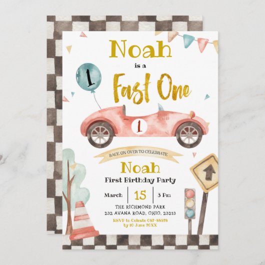 Racing Car Einladung schnell und einfach (Vorne/Hinten)