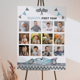 Racing Car First Birthday Party Meilenstein Zeiche Poster