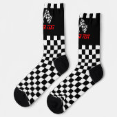Racing Car Flags (schwarz und weiß) Socken (Linkes Detail)