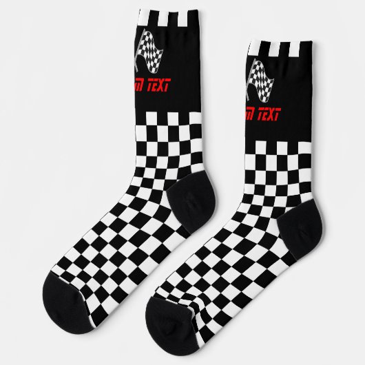 Racing Car Flags (schwarz und weiß) Socken (Linkes Detail)