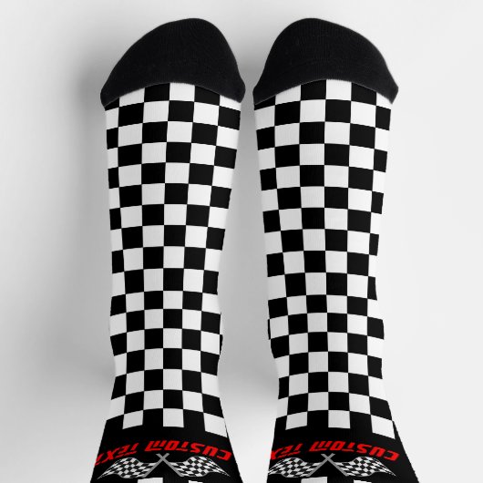 Racing Car Flags (schwarz und weiß) Socken (Oben)