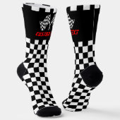 Racing Car Flags (schwarz und weiß) Socken (Gewinkelt)
