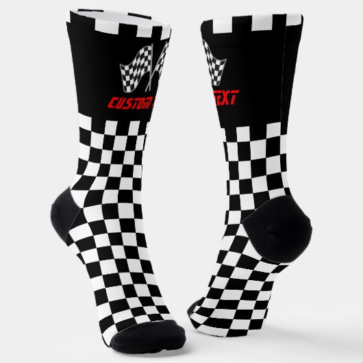 Racing Car Flags (schwarz und weiß) Socken (Gewinkelt)