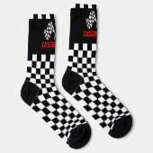 Racing Car Flags (schwarz und weiß) Socken (Rechts)