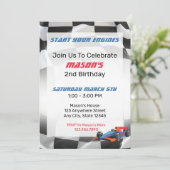 Racing Car Geburtstagsparty Einladung (Stehend Vorderseite)