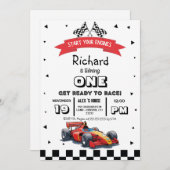 Racing Car Kindergeburtstag Einladung (Vorne/Hinten)