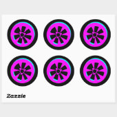 Racing Car Rim Neon Pink Black Car Runder Aufkleber (Blatt)