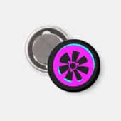 Racing Car Rim Neon Pink Black Magnet (Vorderseite/Rückseite)