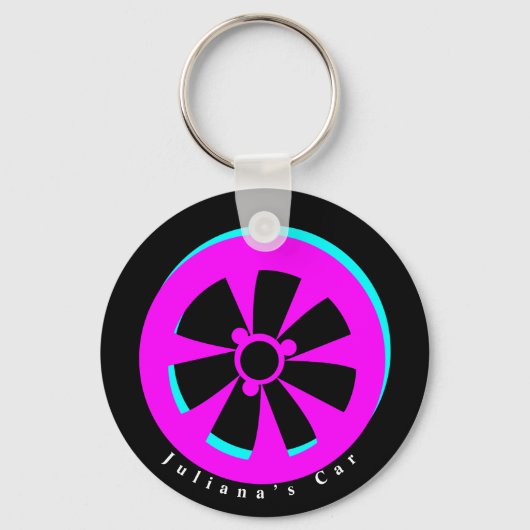 Racing Car Rim Neon Pink Black Schlüsselanhänger (Vorderseite)