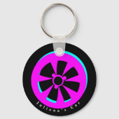 Racing Car Rim Neon Pink Black Schlüsselanhänger (Rückseite)
