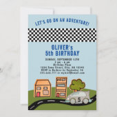 Racing Car Road House Boy Birthday Einladung (Vorderseite)