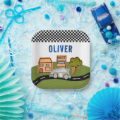 Racing Car Road House Individuelle Name Geburtstag Pappteller (Party)