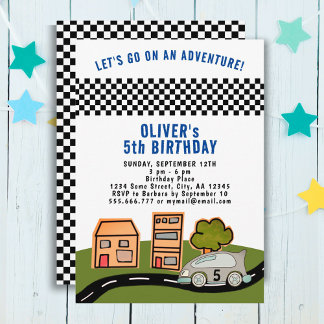 Racing Car Road House Junge Geburtstagseinladung Einladung