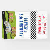 Racing Car Road Houses Boy Birthday Banner (Horizontal)