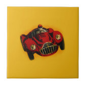 Racing Car Rot Gelb Altes Auto Fliese (Vorderseite)