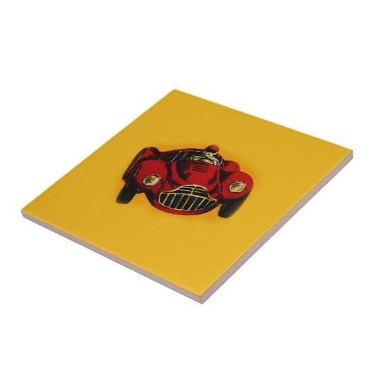Racing Car Rot Gelb Altes Auto Fliese (Seite)