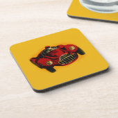 Racing Car Rot Gelb Altes Auto Getränkeuntersetzer (Linke Seite)