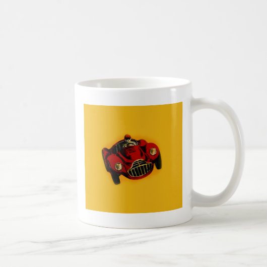Racing Car Rot Gelb Altes Auto Kaffeetasse (Rechts)