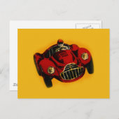 Racing Car Rot Gelb Altes Auto Postkarte (Vorne/Hinten)