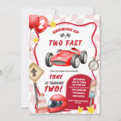Racing Car Two Fast 2. Geburtstag Einladung (Vorderseite)
