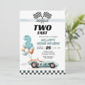 Racing Car Two Fast 2. Geburtstag Einladung (Stehend Vorderseite)