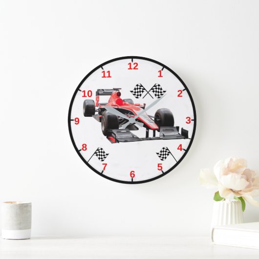 Racing Car Wall Clock Große Wanduhr (Zuhause)