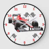 Racing Car Wall Clock Große Wanduhr (Vorderseite)