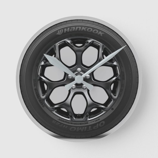 Racing Car Wheel Rim Gran Turismo Film GT7 Runde Wanduhr (Vorderseite)