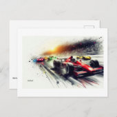 Racing Cars at High Speed, Postkarte (Vorne/Hinten)