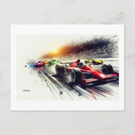 Racing Cars at High Speed,  Postkarte (Vorderseite)