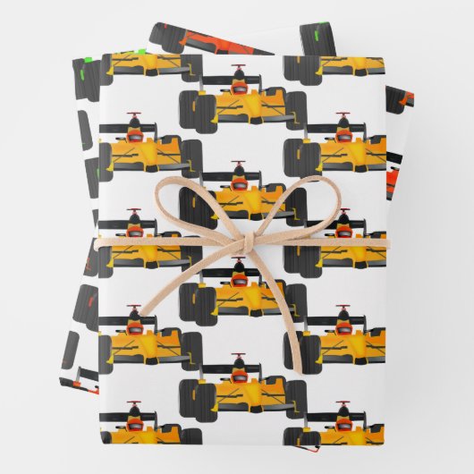 Racing Cars geteerte Design Wrapping Paper Sheets Geschenkpapier Set (Beispiel)