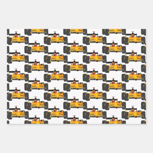 Racing Cars geteerte Design Wrapping Paper Sheets Geschenkpapier Set (Vorderseite)