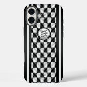 Racing Checkered Black White Sport Logo Case-Mate iPhone Hülle (Rückseite)