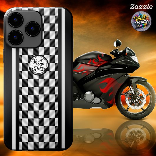 Racing Checkered Black White Sport Logo Case-Mate iPhone Hülle