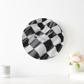 Racing Checkered Flag Finish LIne Große Wanduhr (Zuhause)