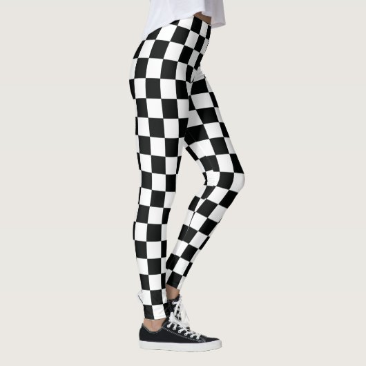 Racing Checkered Flag Schwarz-weißes Schachbrett M Leggings (Rechts)