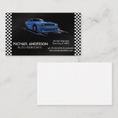 Racing Checkered Flags | Blaue Sportwagen Visitenkarte (Vorne/Hinten)