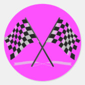 Racing Checkered Flags Runder Aufkleber (Vorderseite)