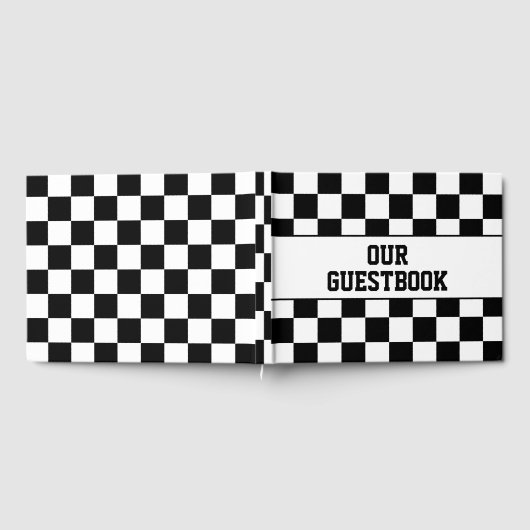 Racing Checkered Sieger Flag Schwarz-Weiß Gästebuch (Voll)