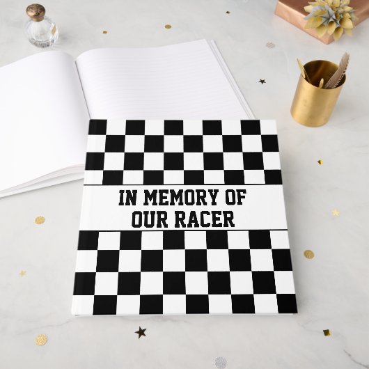 Racing Checkered Sieger Flag Schwarz-Weiß Gästebuch (Vorderseite offen)