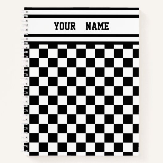 Racing Checkered Sieger Flag Schwarz-Weiß Notizblock (Vorderseite)
