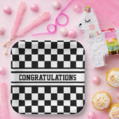 Racing Checkered Sieger Flag Schwarz-Weiß Pappteller (Party)
